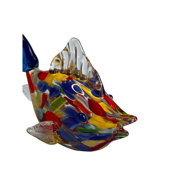 Murano Art Glass Fish Sculpture Handblown Multicolor Millefiori 8½"x 6½" - Picture 9 of 11